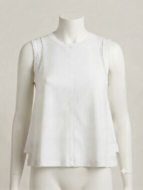 Calme by Johnny Was Classic White Lace-Trim Tank Top size XS